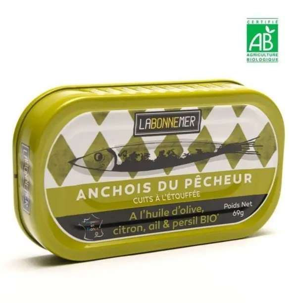 Anchois du pêcheur huile olive bio ail persil