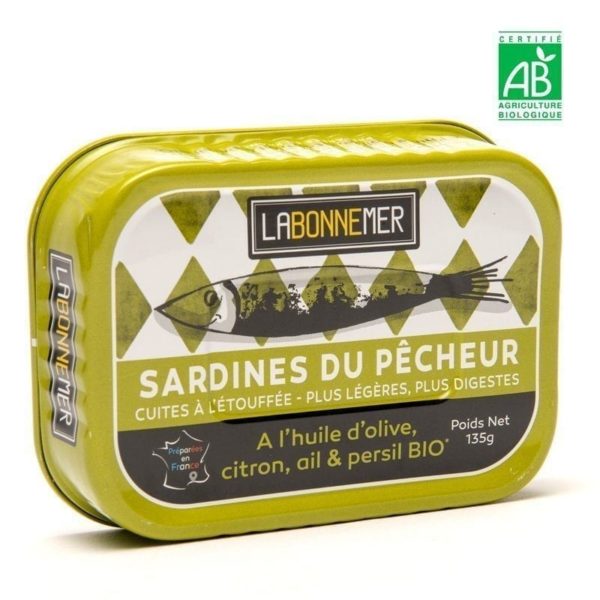 sardine du pécheur huile olive citron ail persil bio